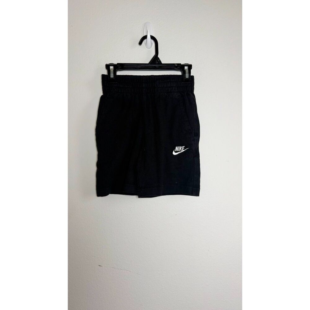Nike Kids Black Fleece Sweat Shorts Embroidered Swoosh Elastic Waist Size Small